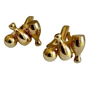 Vintage Marino Goldtone Bowling Ball And Pins Cuff Links